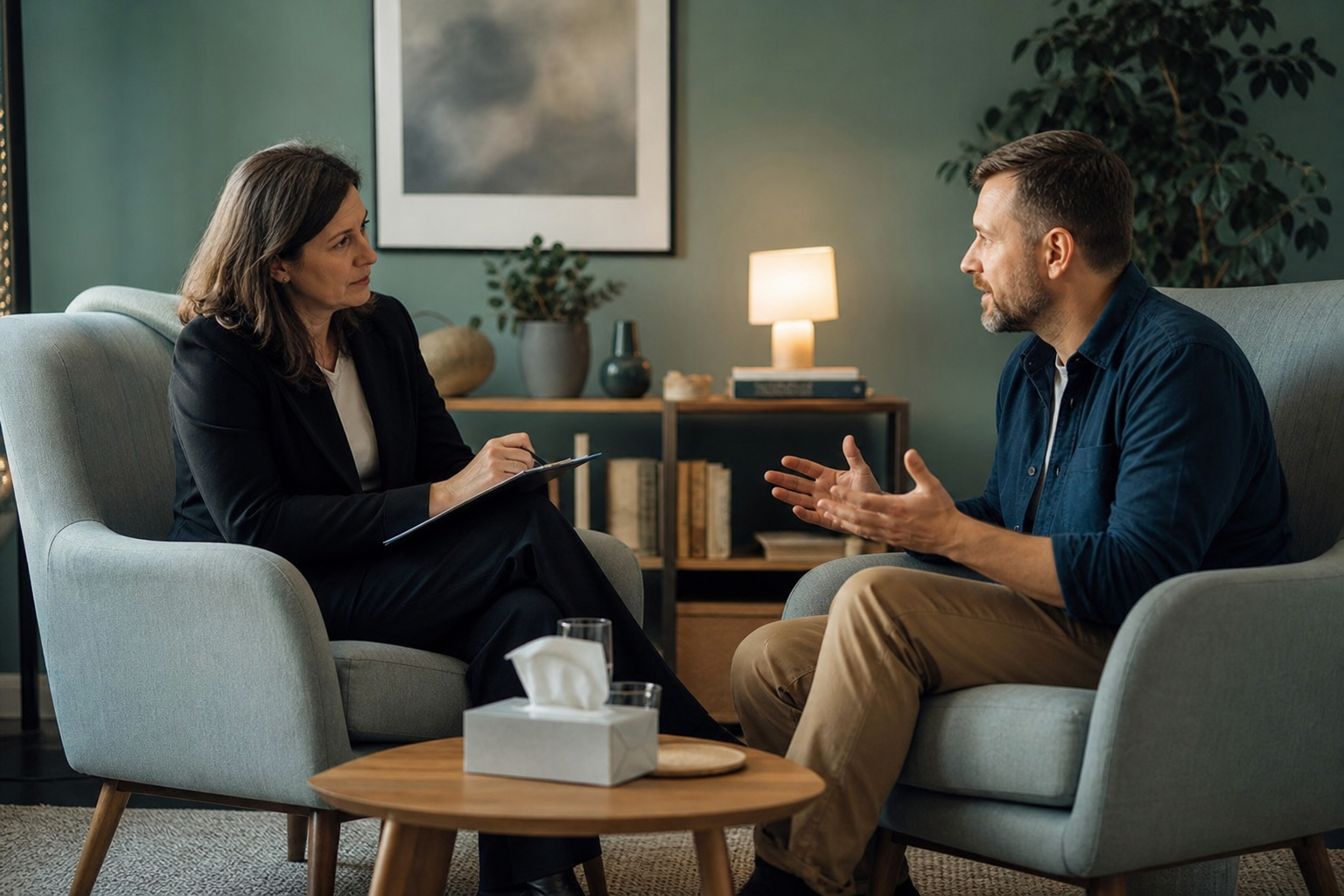 Counselling conversation in a private setting