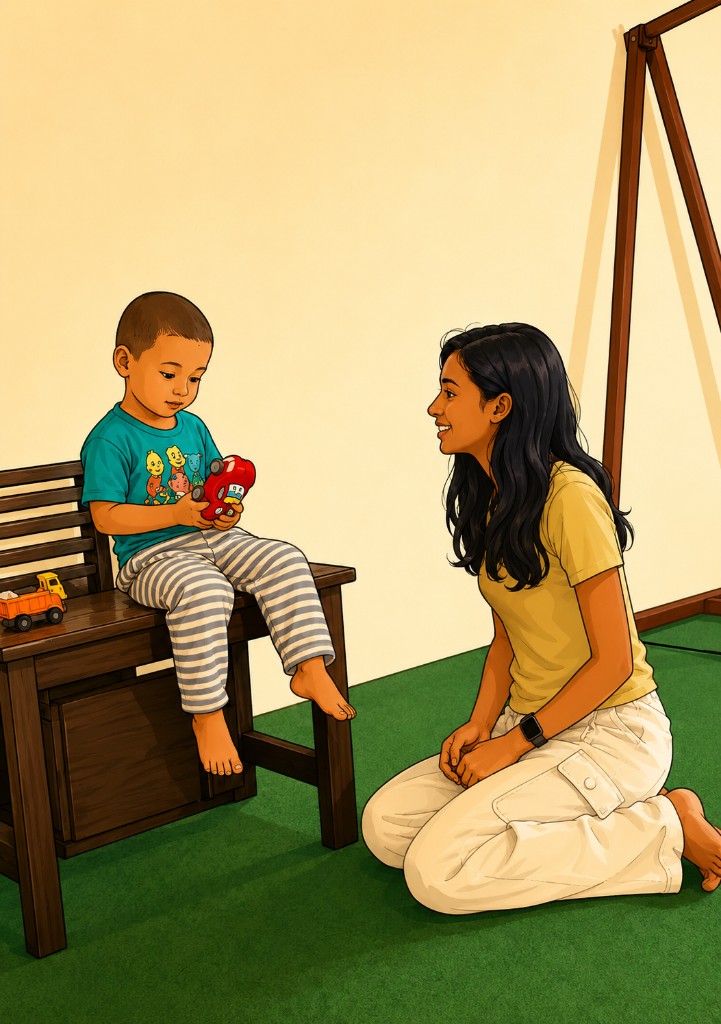 Supportive play-based therapy session with a child